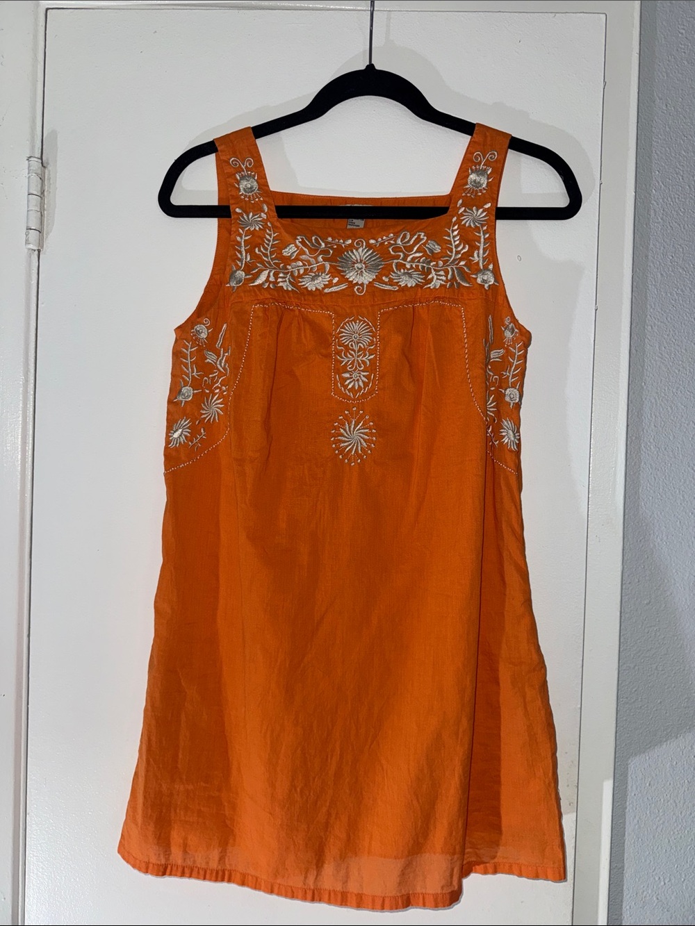 Forever 21 Orange Embroidered Mini Sundress